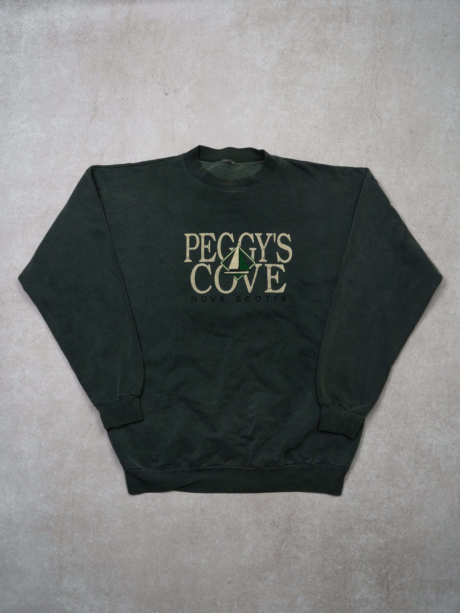 Vintage 90s Green Peggy's Cove Nova Scotia Crewneck (L)