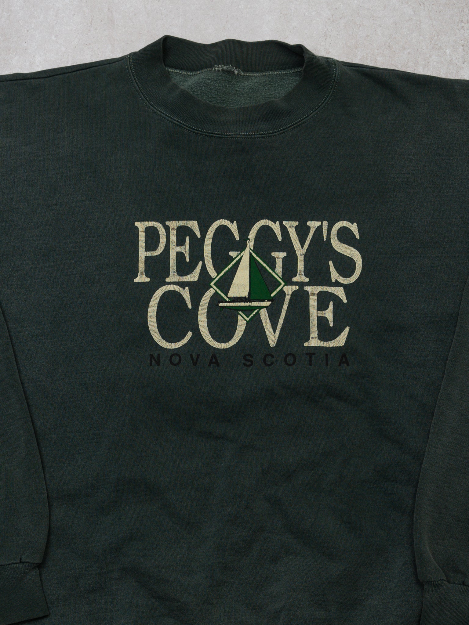 Vintage 90s Green Peggy's Cove Nova Scotia Crewneck (L)