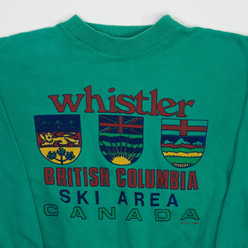 Vintage '86 Neon Green Whistler Ski Area Cropped Crewneck (M) | Rebalance Vintage.