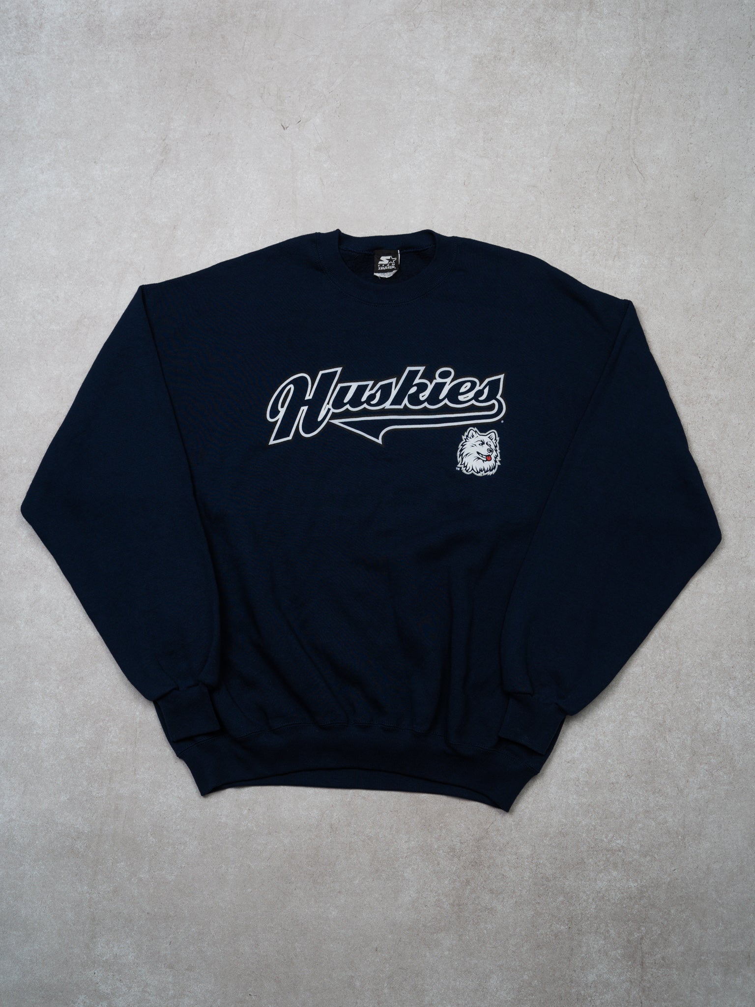 Vintage 90s Dark Blue Huskies x Starter Crewneck (L)