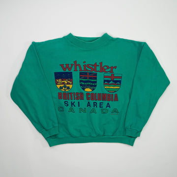 Vintage '86 Neon Green Whistler Ski Area Cropped Crewneck (M) | Rebalance Vintage.