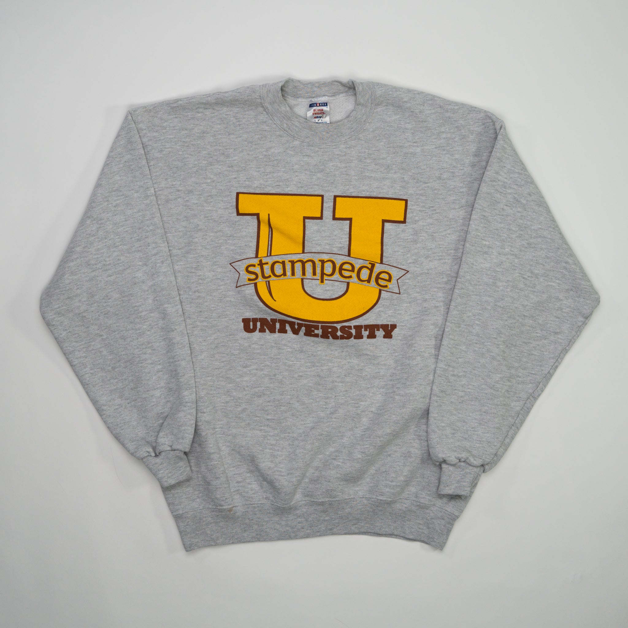 Vintage 90s Grey Stampede University Crewneck (M) | Rebalance Vintage.