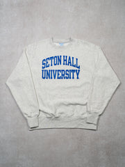 Vintage Grey Seton Hall University Champion Reverse Weave Crewneck (L)