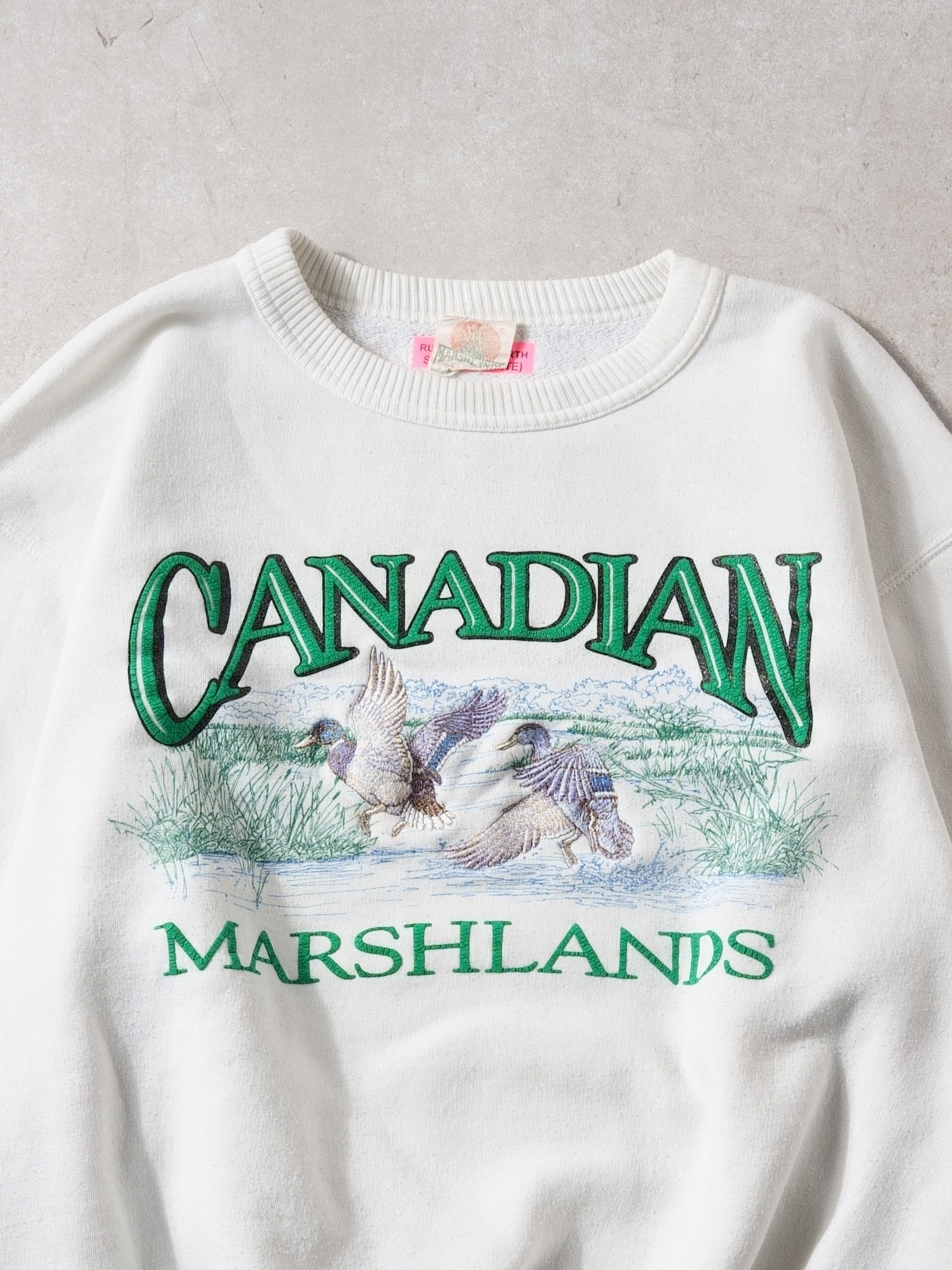 Vintage 90s White and Green Canadian Marashlands Crewneck (L)