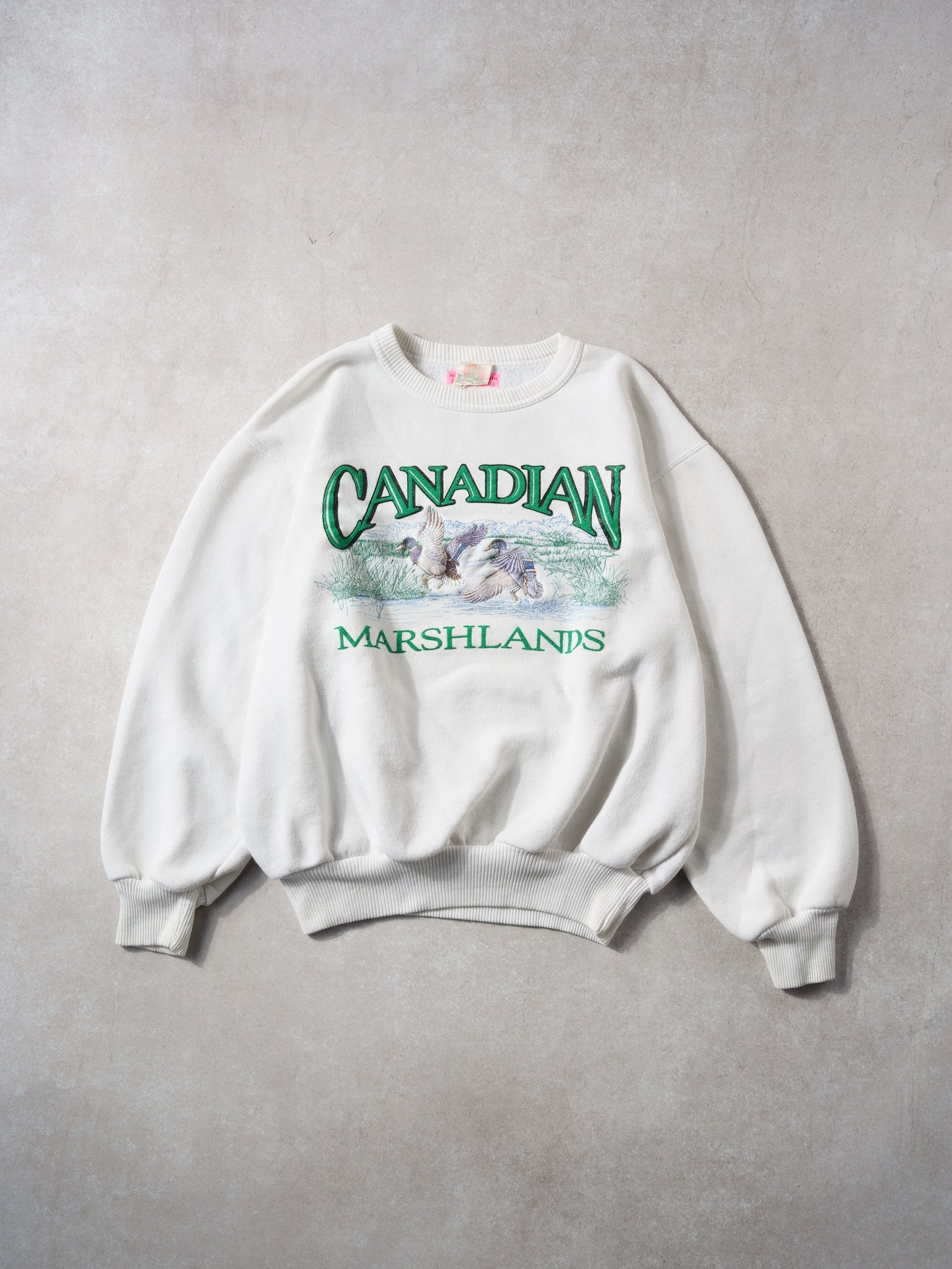 Vintage 90s White and Green Canadian Marashlands Crewneck (L)