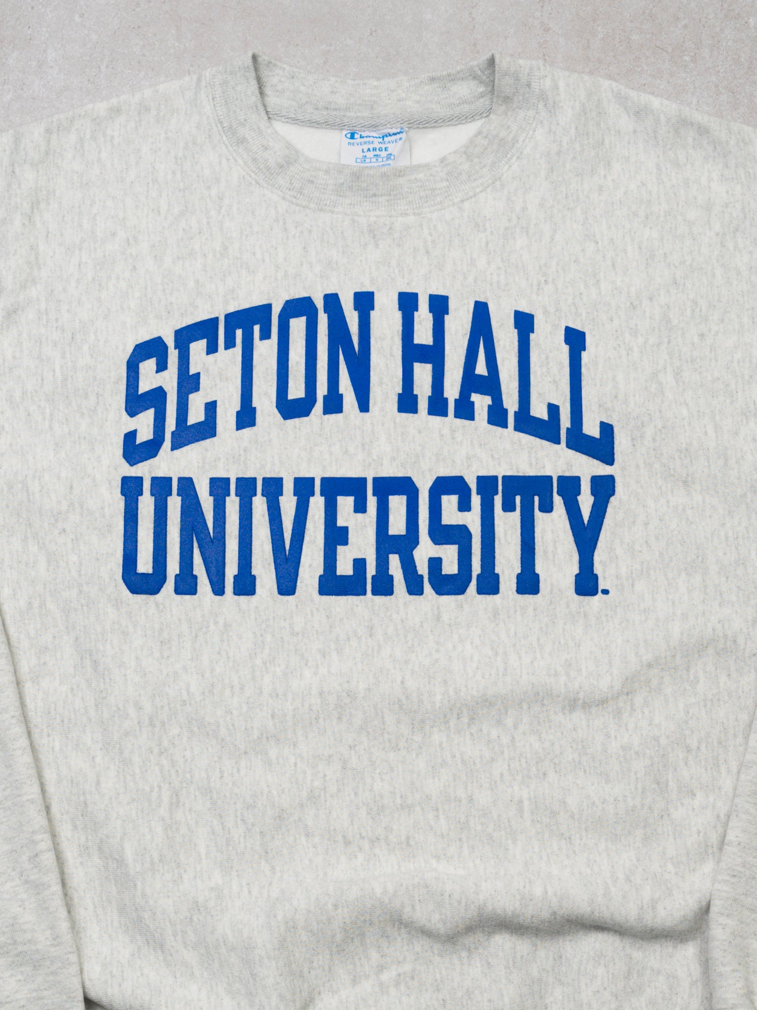 Vintage Grey Seton Hall University Champion Reverse Weave Crewneck (L)