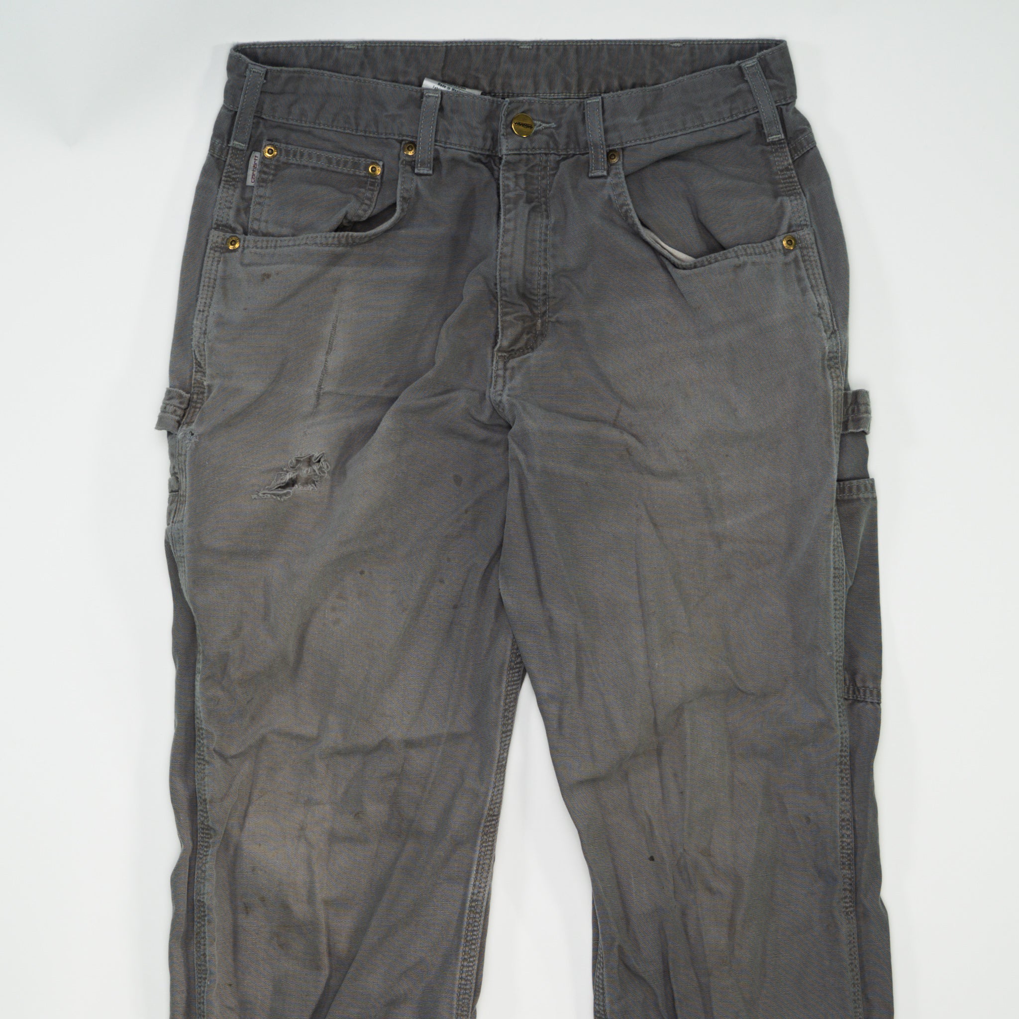 Vintage Grey Ripped Carhartt Cargo Pants (32 x 34)