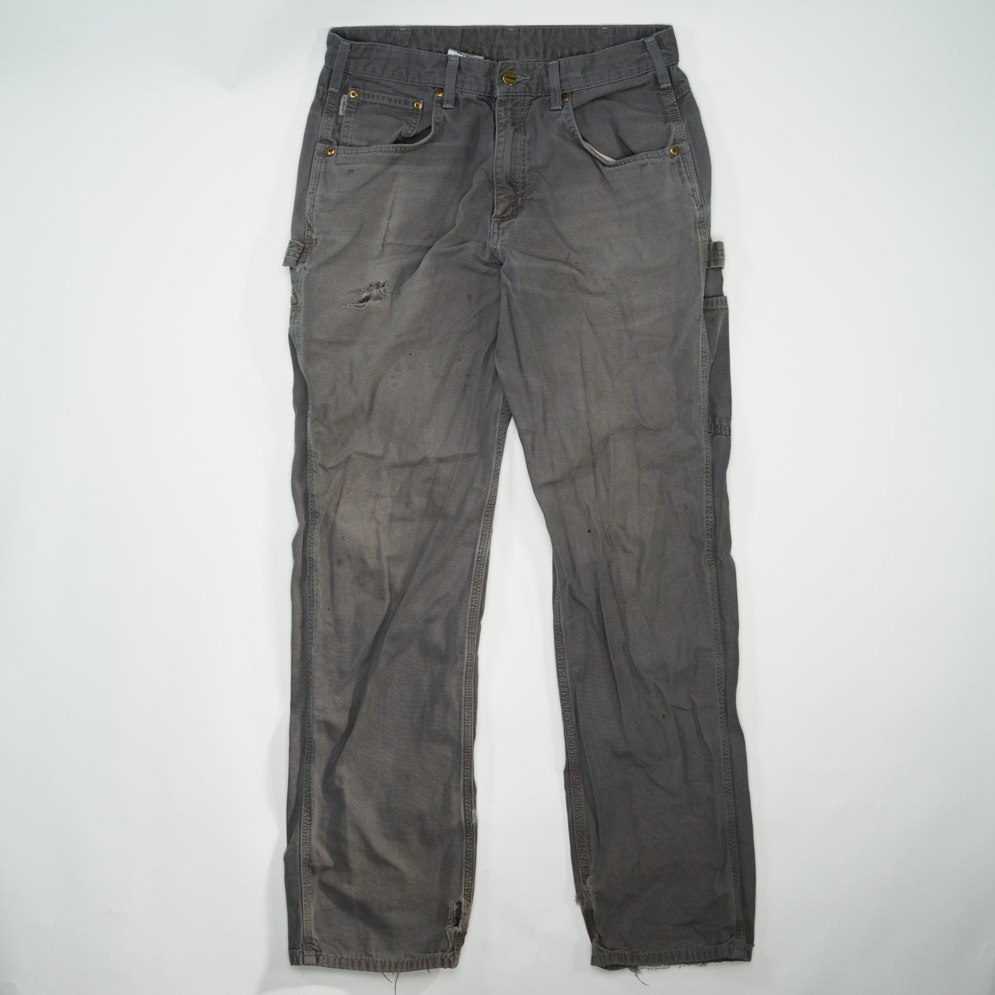 Vintage Grey Ripped Carhartt Cargo Pants (32 x 34)