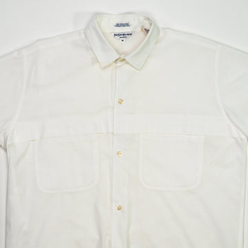 Vintage 80s White YSL Button Up T Shirt (M/L) | Rebalance Vintage.