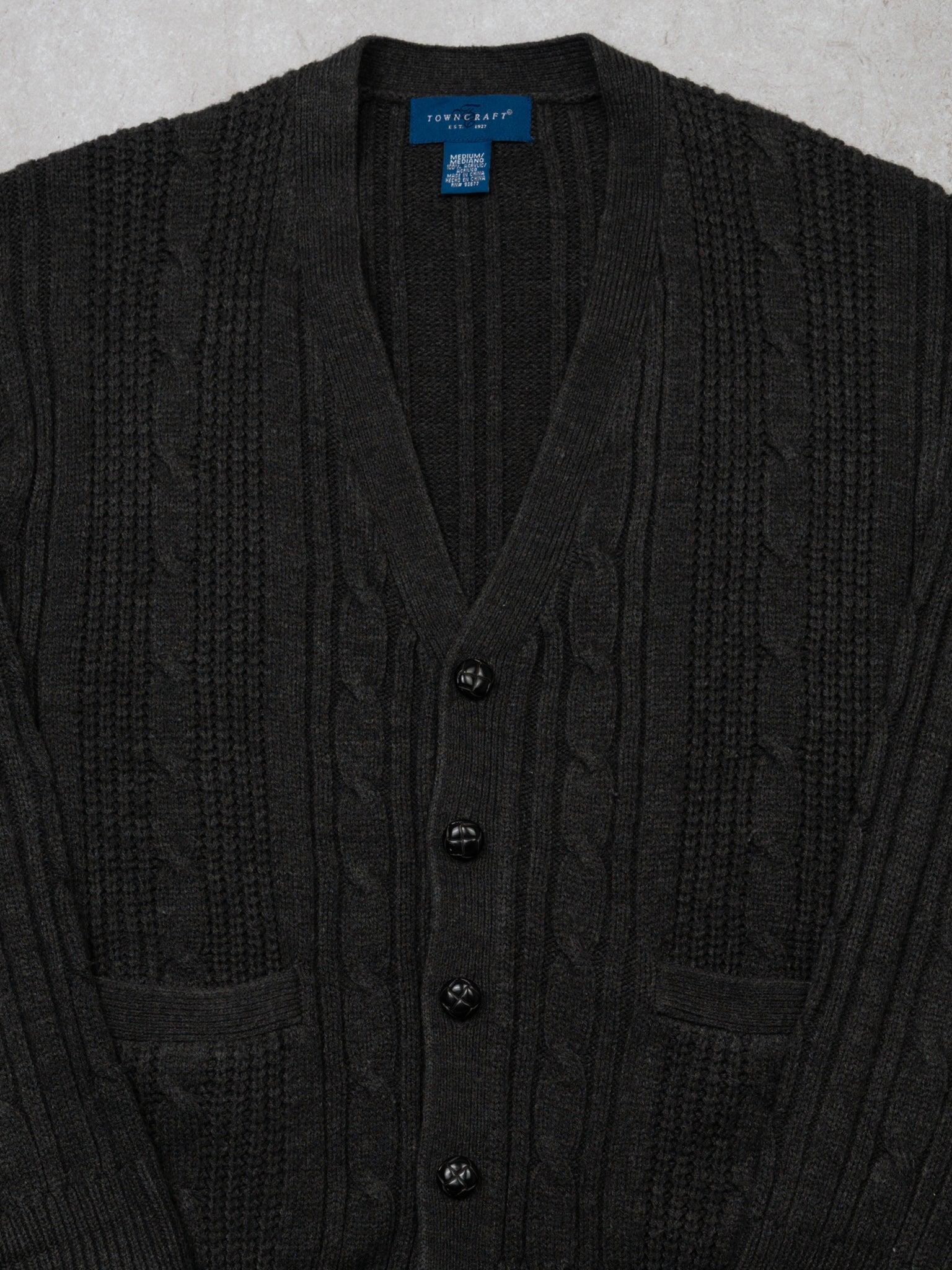 Vintage 90s Grey Town Craft Knit Cardigan (L)