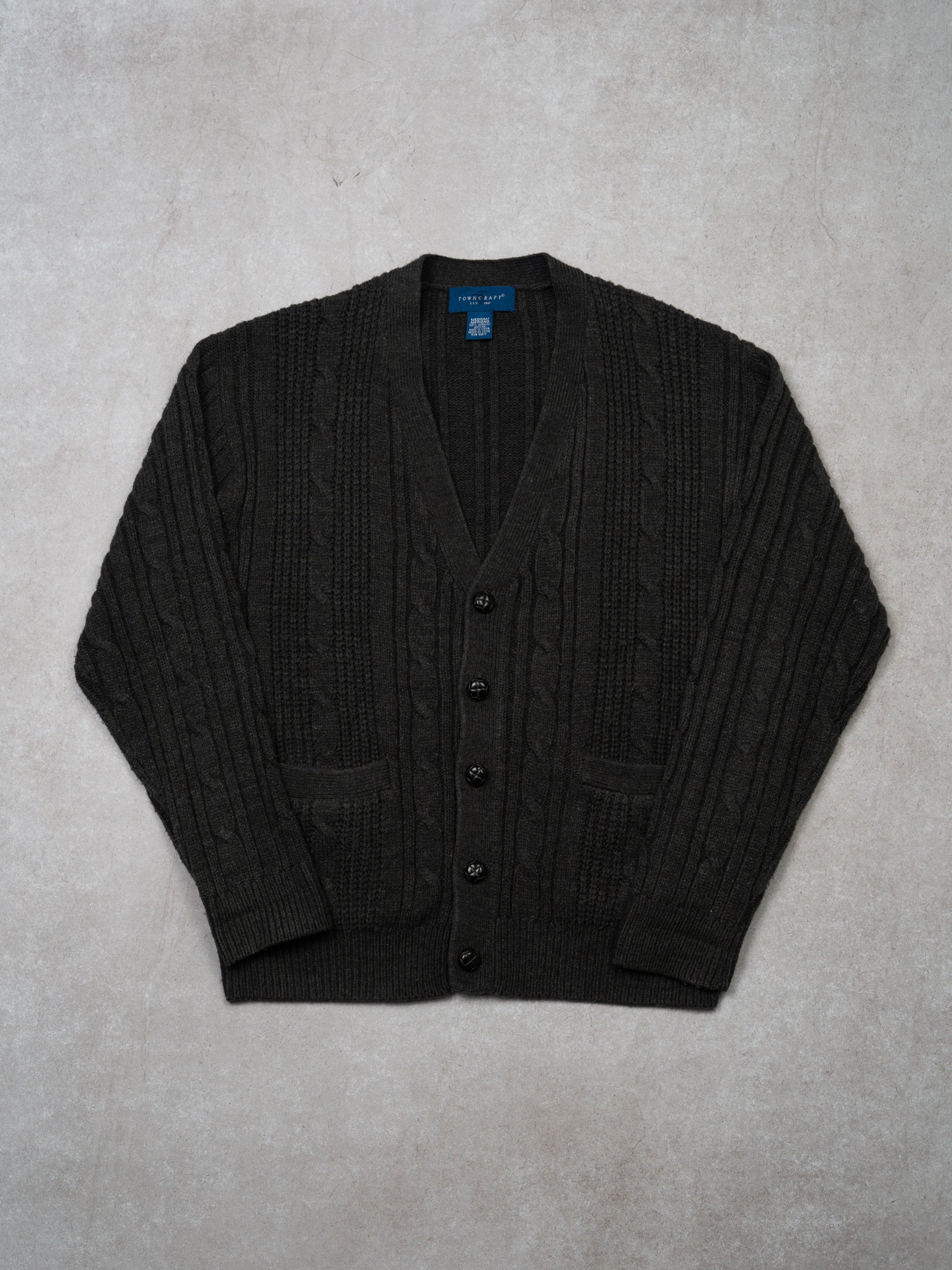 Vintage 90s Grey Town Craft Knit Cardigan (L)