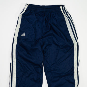 Vintage Navy Blue Adidas Striped Windbreaker Pants 2.0 (M) | Rebalance Vintage.