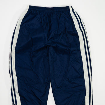Vintage Navy Blue Adidas Striped Windbreaker Pants 2.0 (M) | Rebalance Vintage.