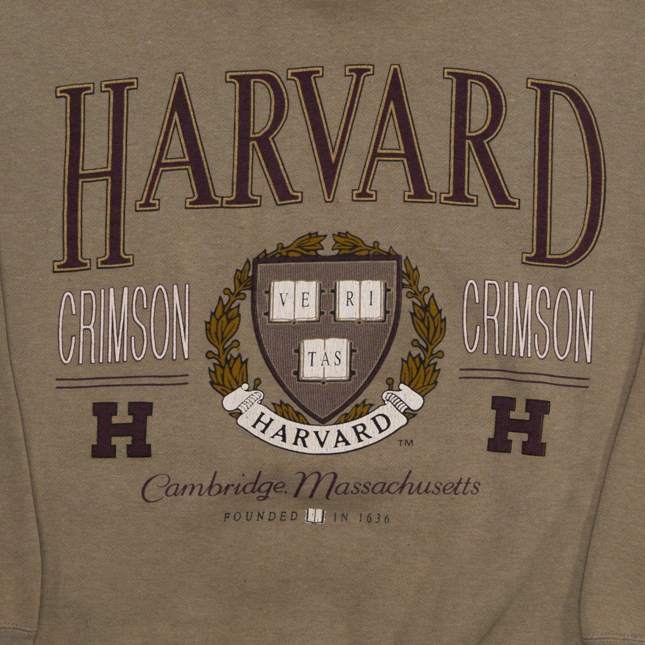 Vintage Beige Harvard Crimson Crewneck (M) | Rebalance Vintage.