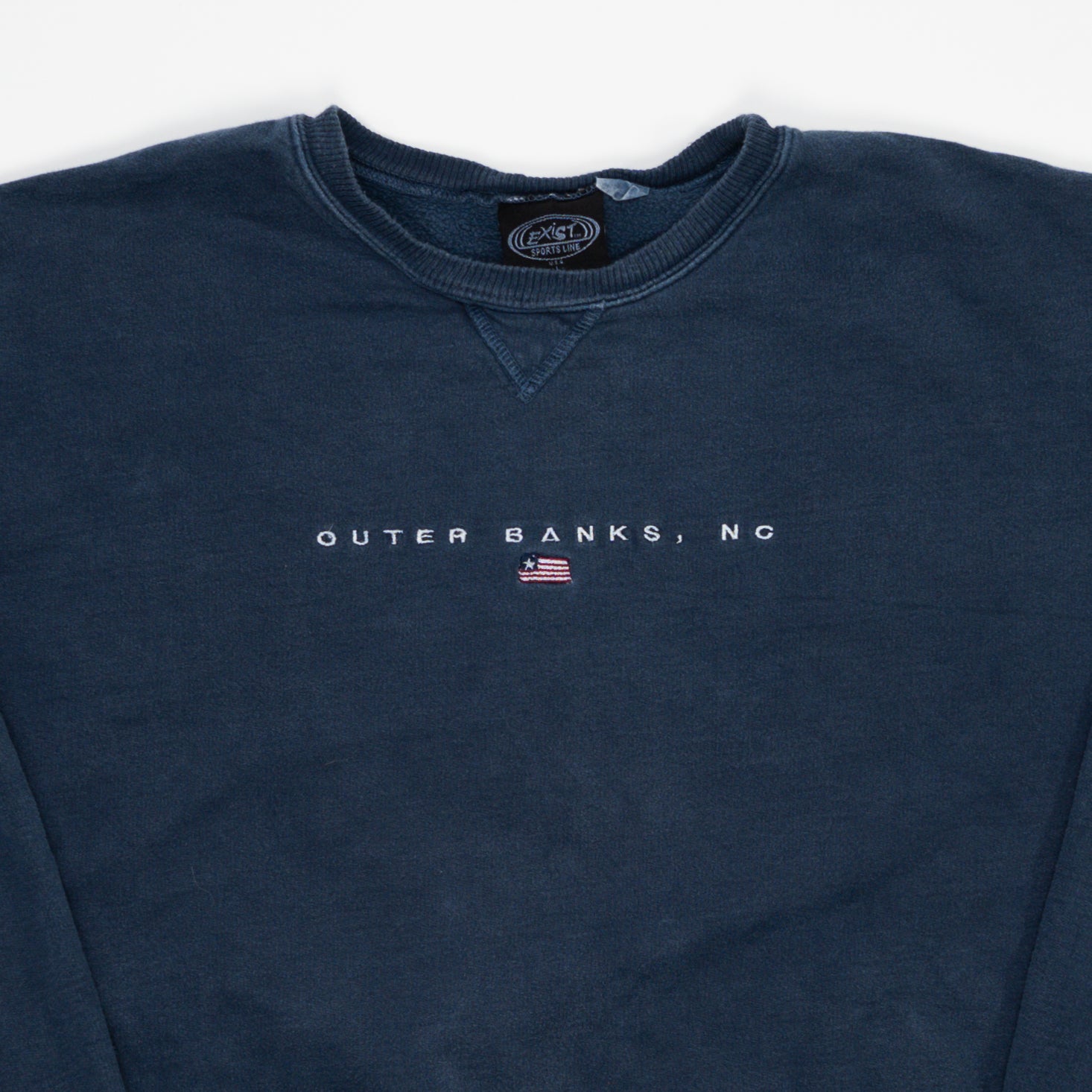 Vintage Washed Blue Outerbanks NC Crewneck (XL) | Rebalance Vintage.