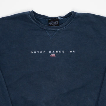 Vintage Washed Blue Outerbanks NC Crewneck (XL) | Rebalance Vintage.