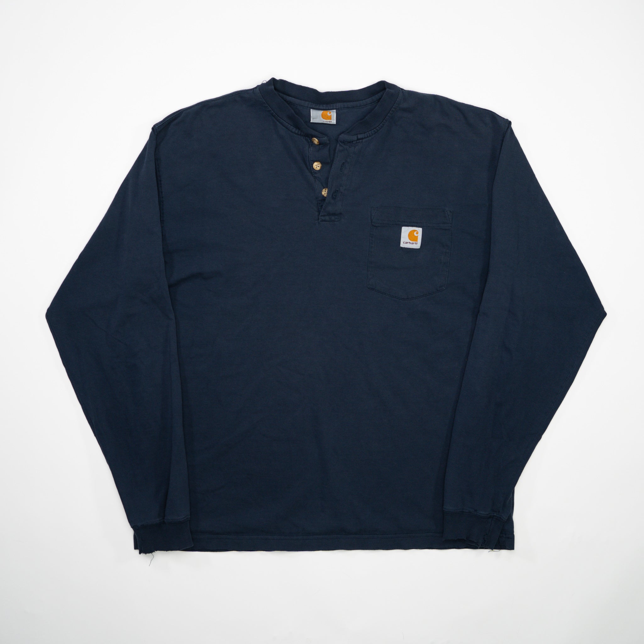 Vintage 90s Blue Carhartt 1/4 Button Long Sleeve (L)