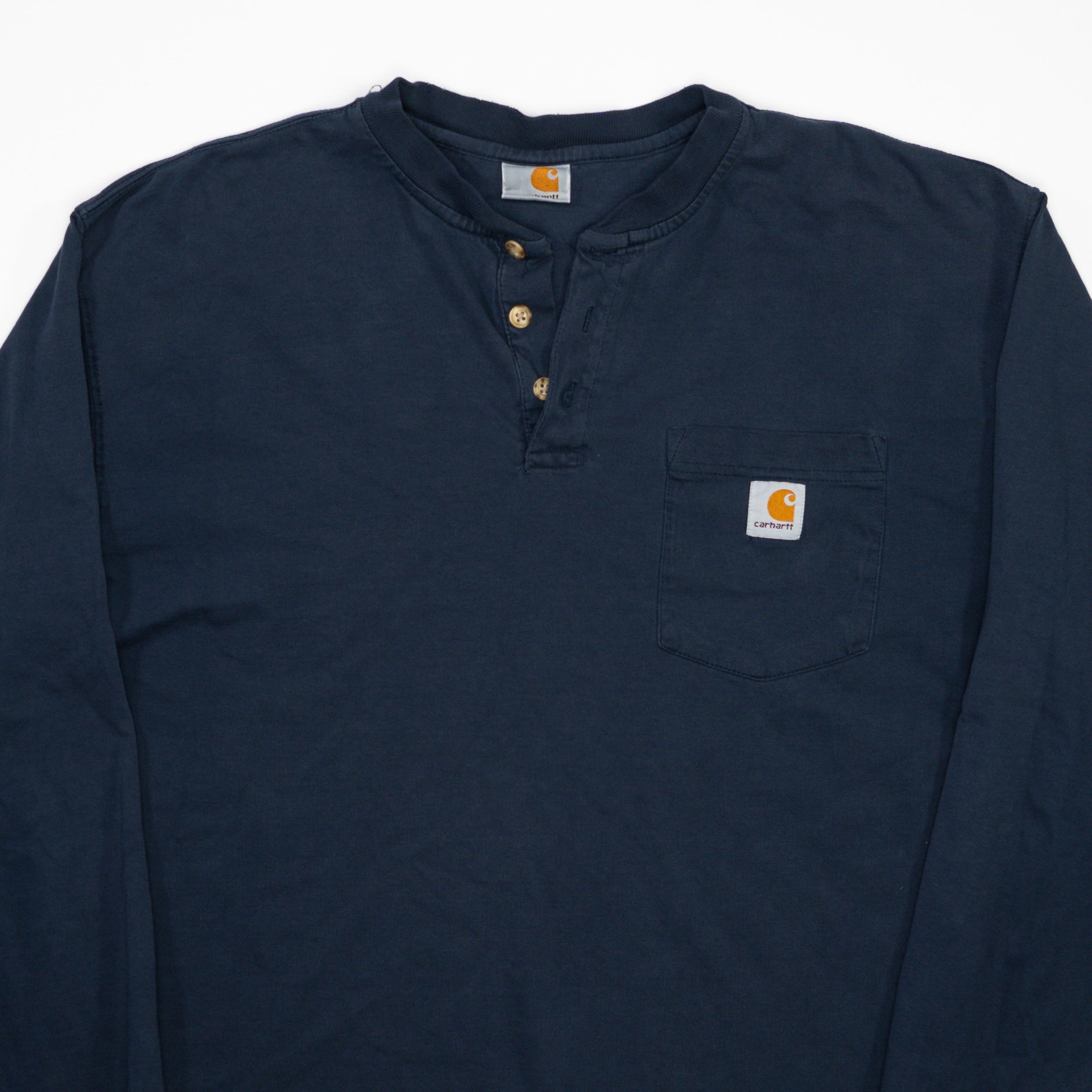 Vintage 90s Blue Carhartt 1/4 Button Long Sleeve (L)