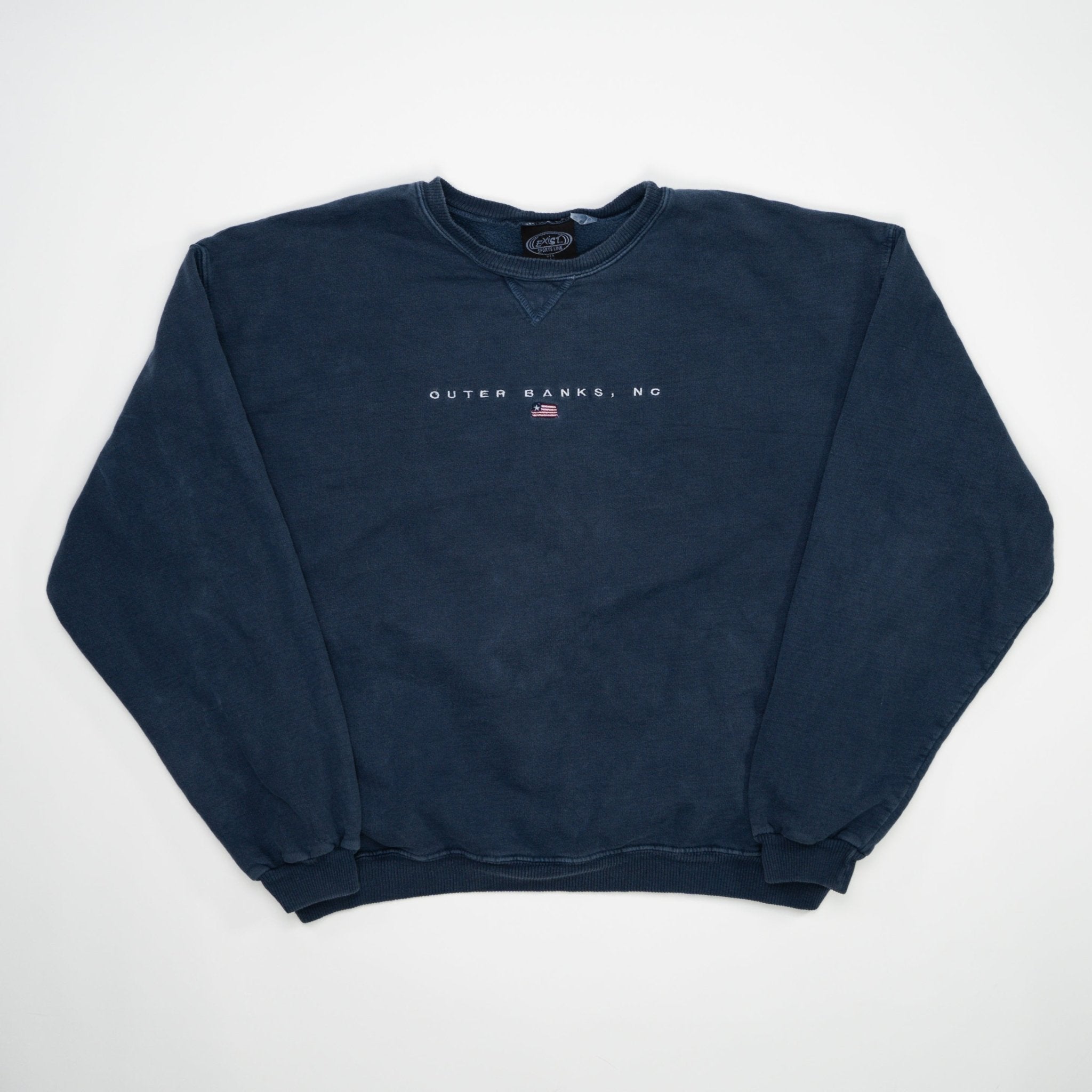 Vintage Washed Blue Outerbanks NC Crewneck (XL) | Rebalance Vintage.