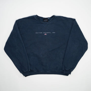 Vintage Washed Blue Outerbanks NC Crewneck (XL) | Rebalance Vintage.
