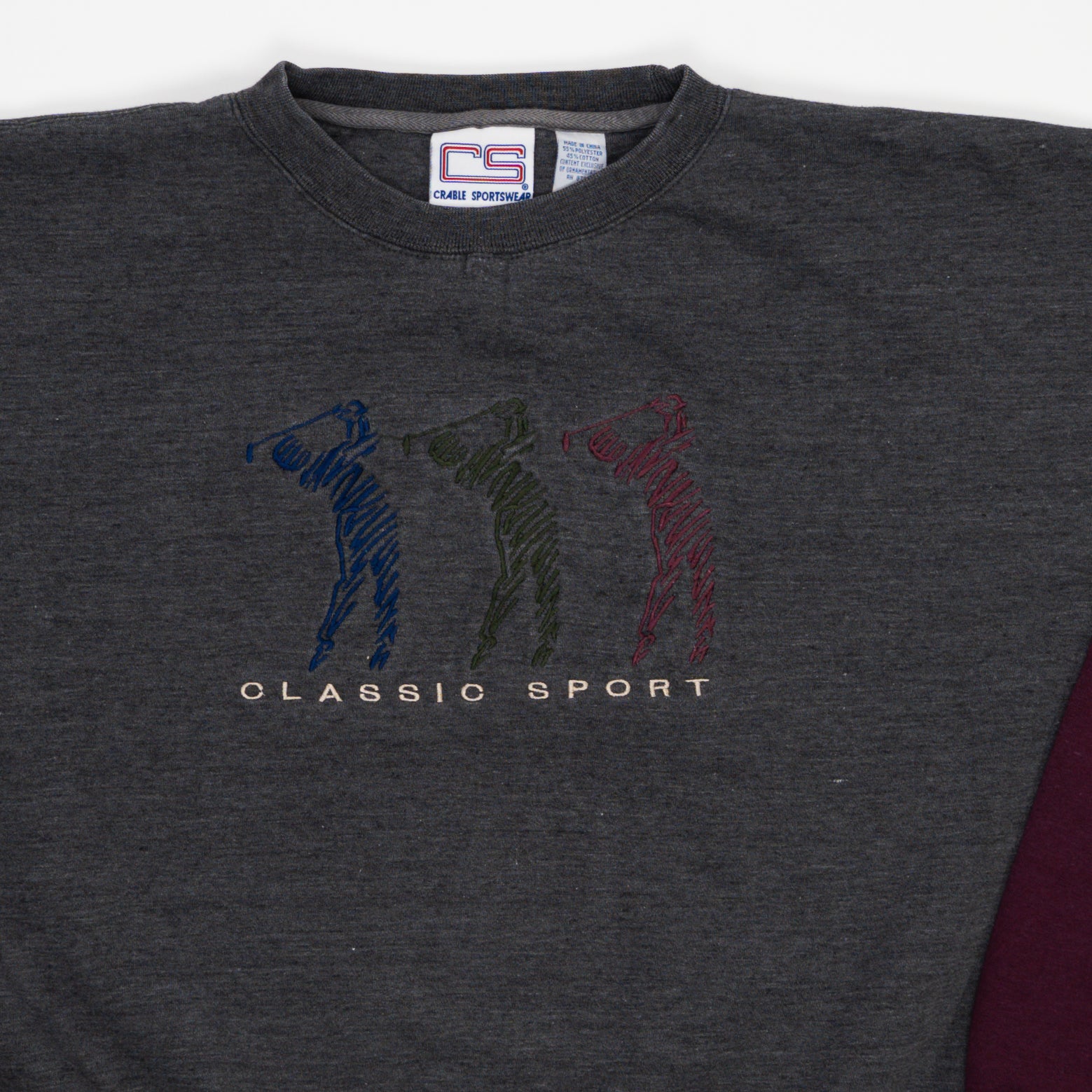 Vintage Maroon + Grey Golf Classic Sport Crewneck (XL) | Rebalance Vintage.