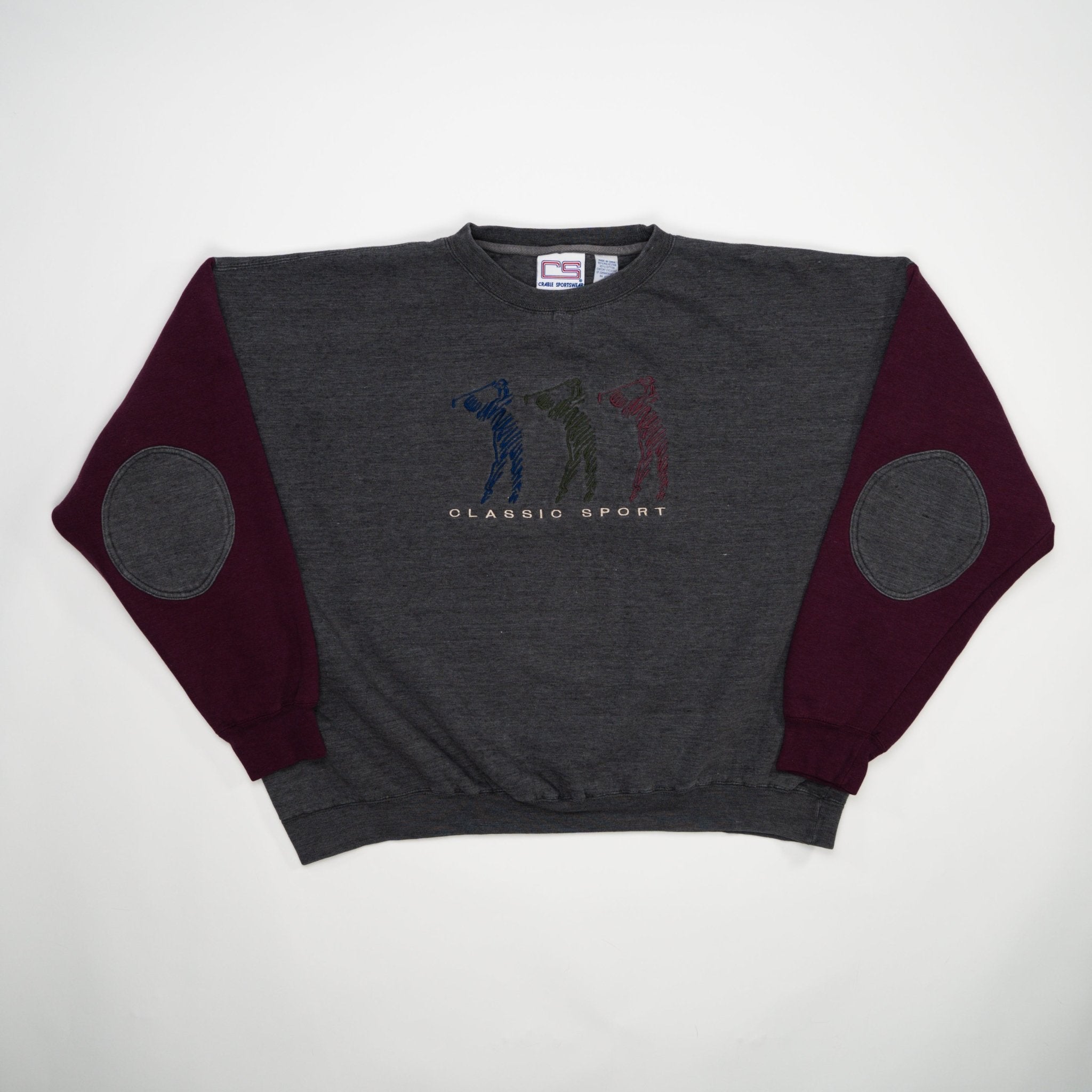 Vintage Maroon + Grey Golf Classic Sport Crewneck (XL) | Rebalance Vintage.