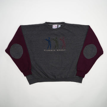 Vintage Maroon + Grey Golf Classic Sport Crewneck (XL) | Rebalance Vintage.