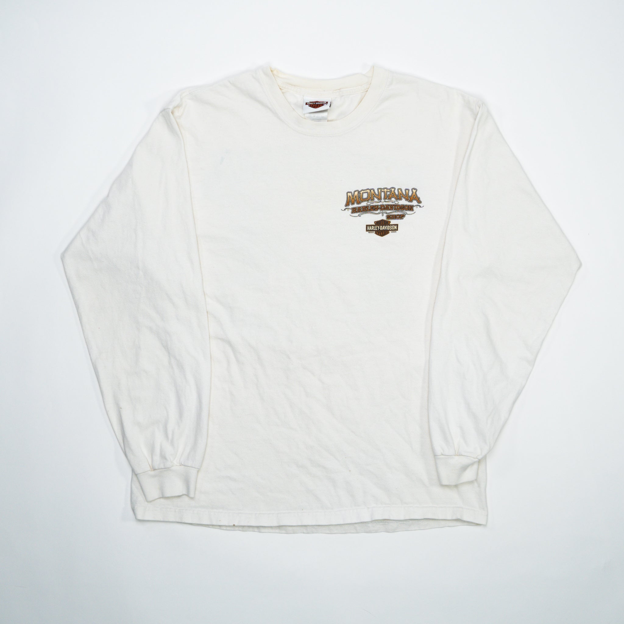 Vintage 90s White Harley Davidson Montana Long Sleeve (M) | Rebalance Vintage.