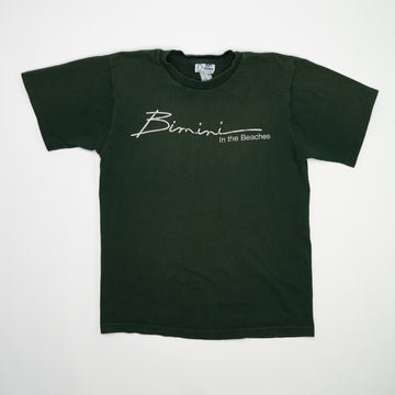 Vintage 90s Single Stitch Green Bimini 'In the Beach' Tee (S/M) | Rebalance Vintage.