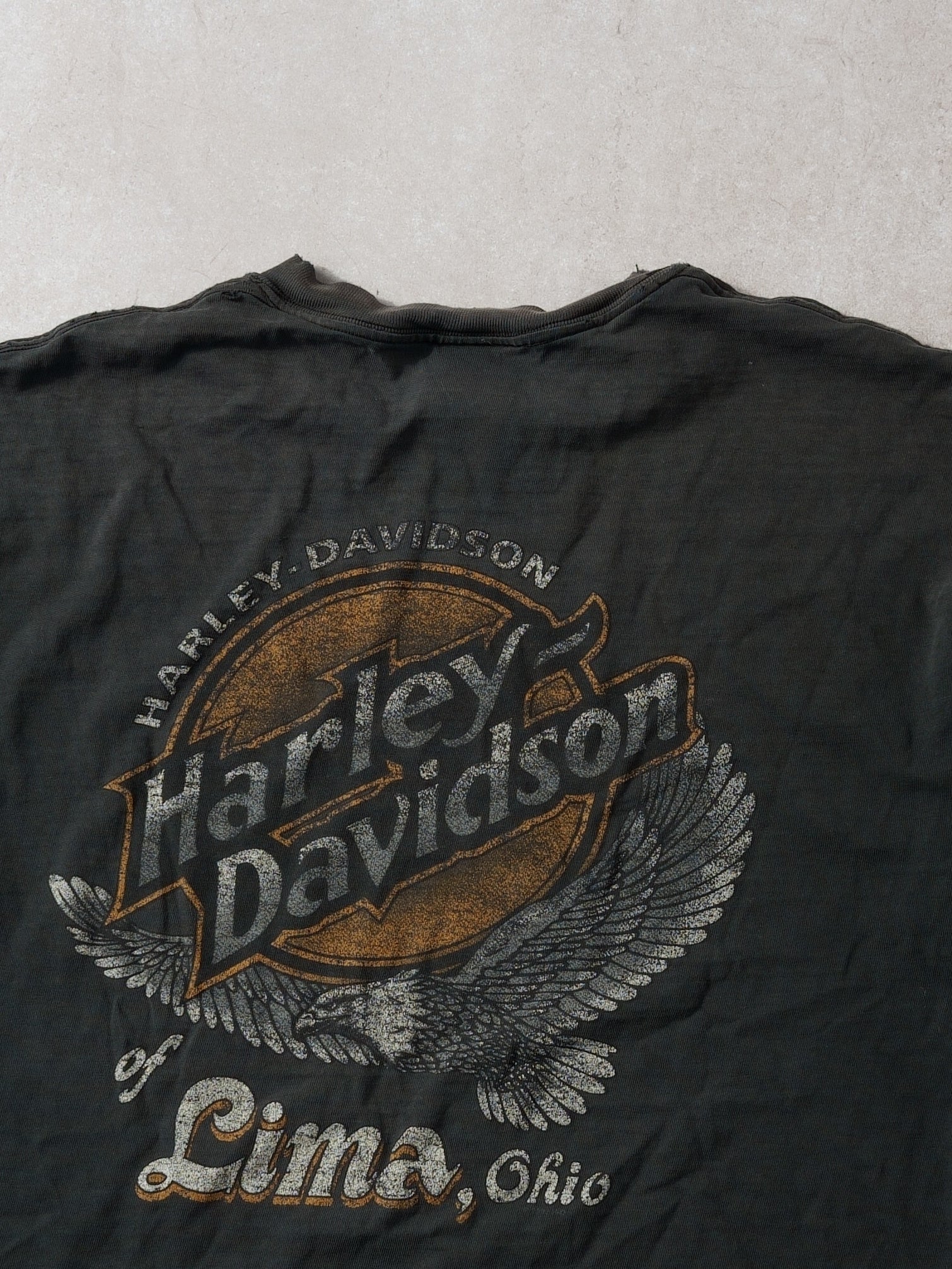 Vintage Y2K Washed Black Harley Davidson Ohio Graphic Tee (M)