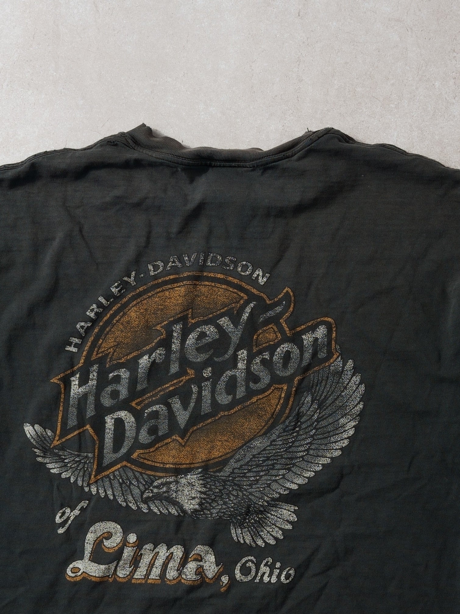 Vintage Y2K Washed Black Harley Davidson Ohio Graphic Tee (M)