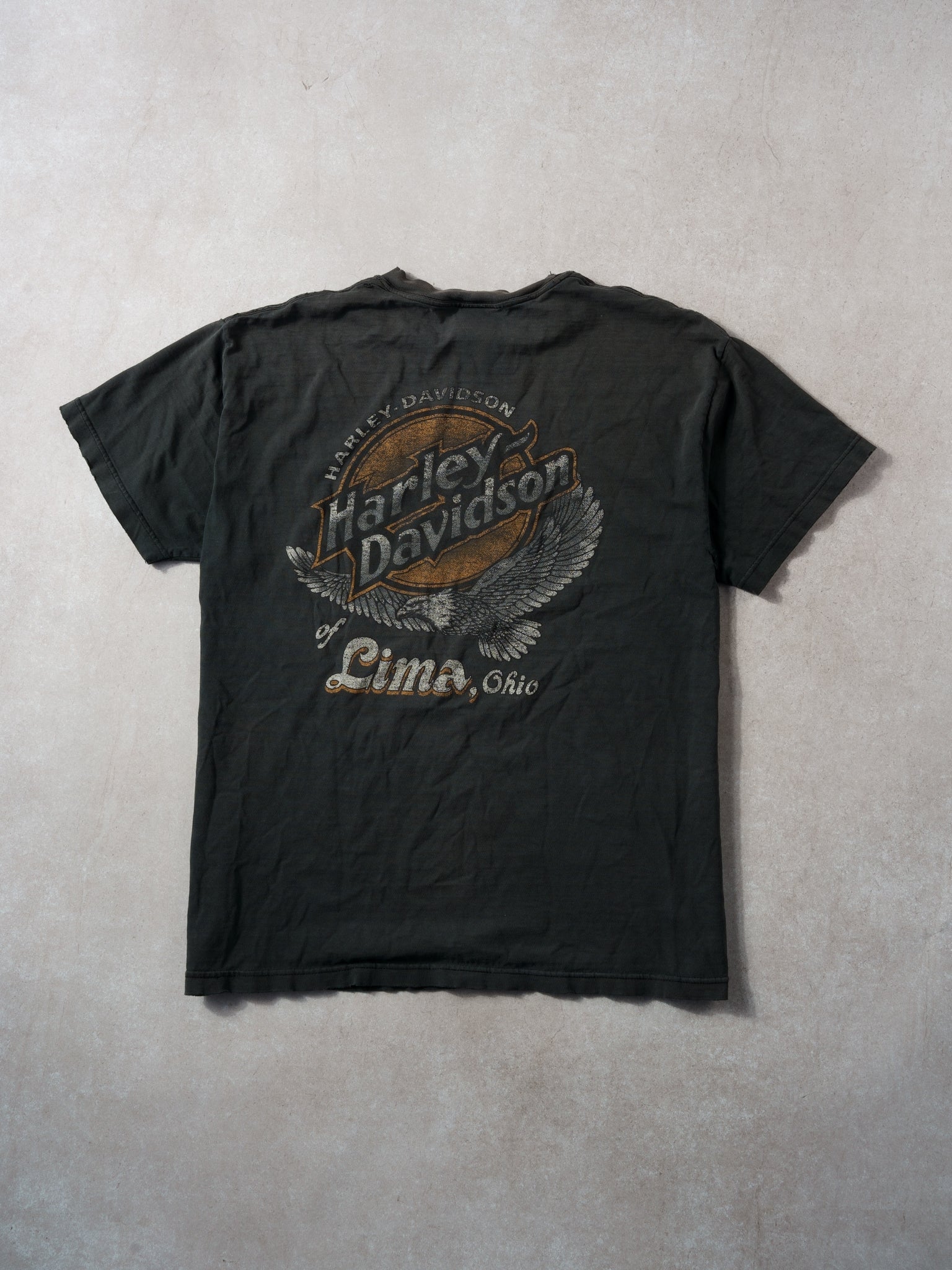 Vintage Y2K Washed Black Harley Davidson Ohio Graphic Tee (M)