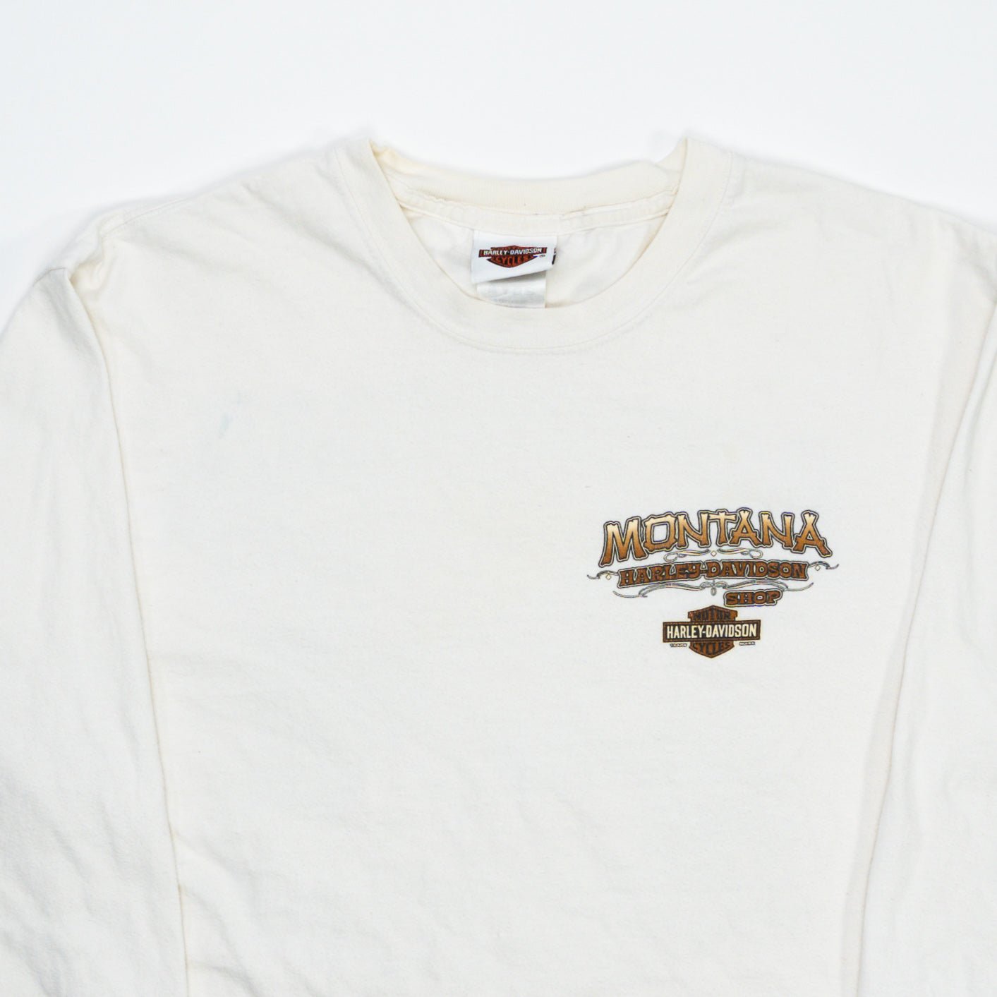Vintage 90s White Harley Davidson Montana Long Sleeve (M) | Rebalance Vintage.