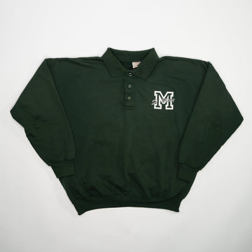 Vintage 90s Green St. Mary 1/4 Button Crewneck (L) | Rebalance Vintage.