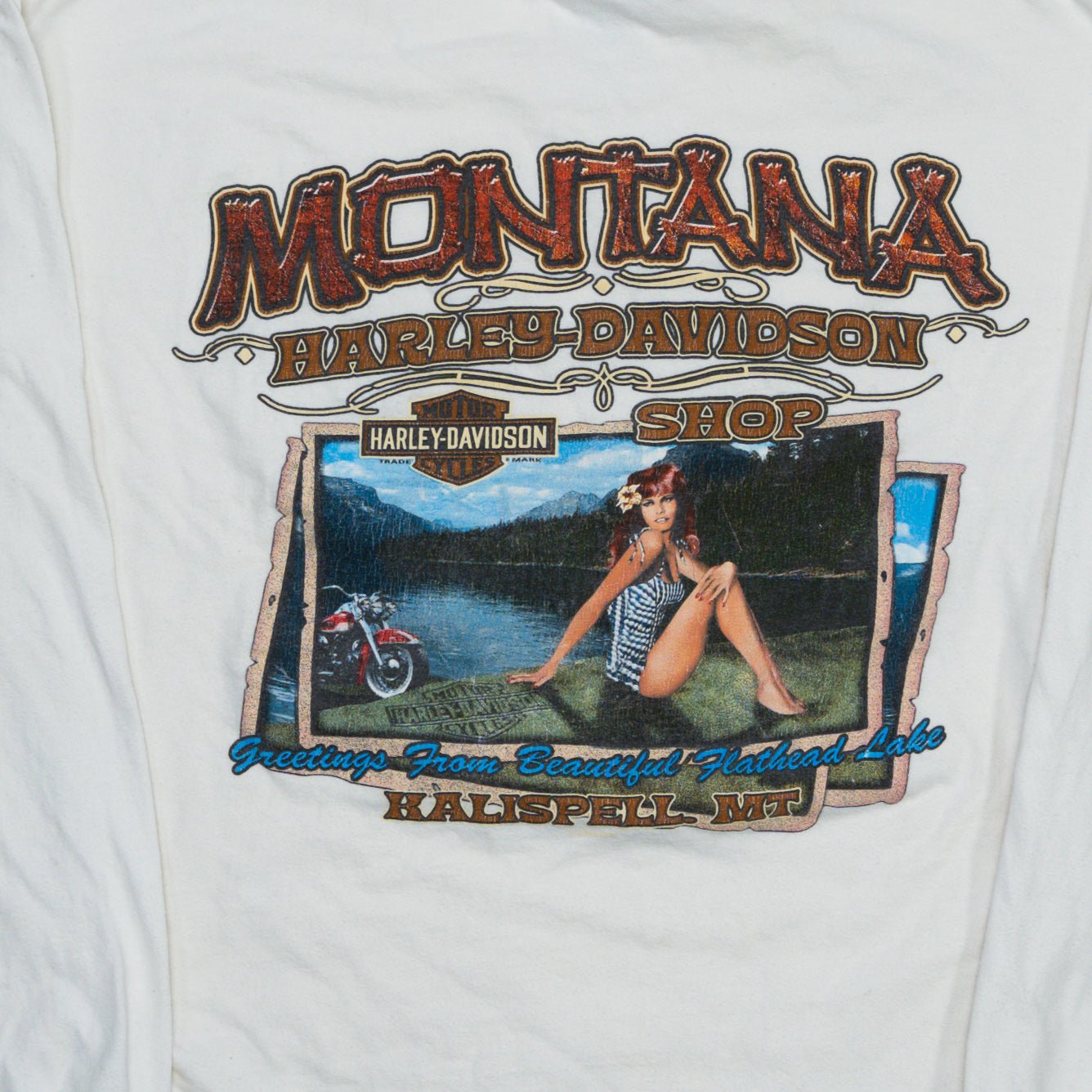 Vintage 90s White Harley Davidson Montana Long Sleeve (M) | Rebalance Vintage.