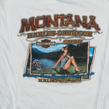 Vintage 90s White Harley Davidson Montana Long Sleeve (M) | Rebalance Vintage.