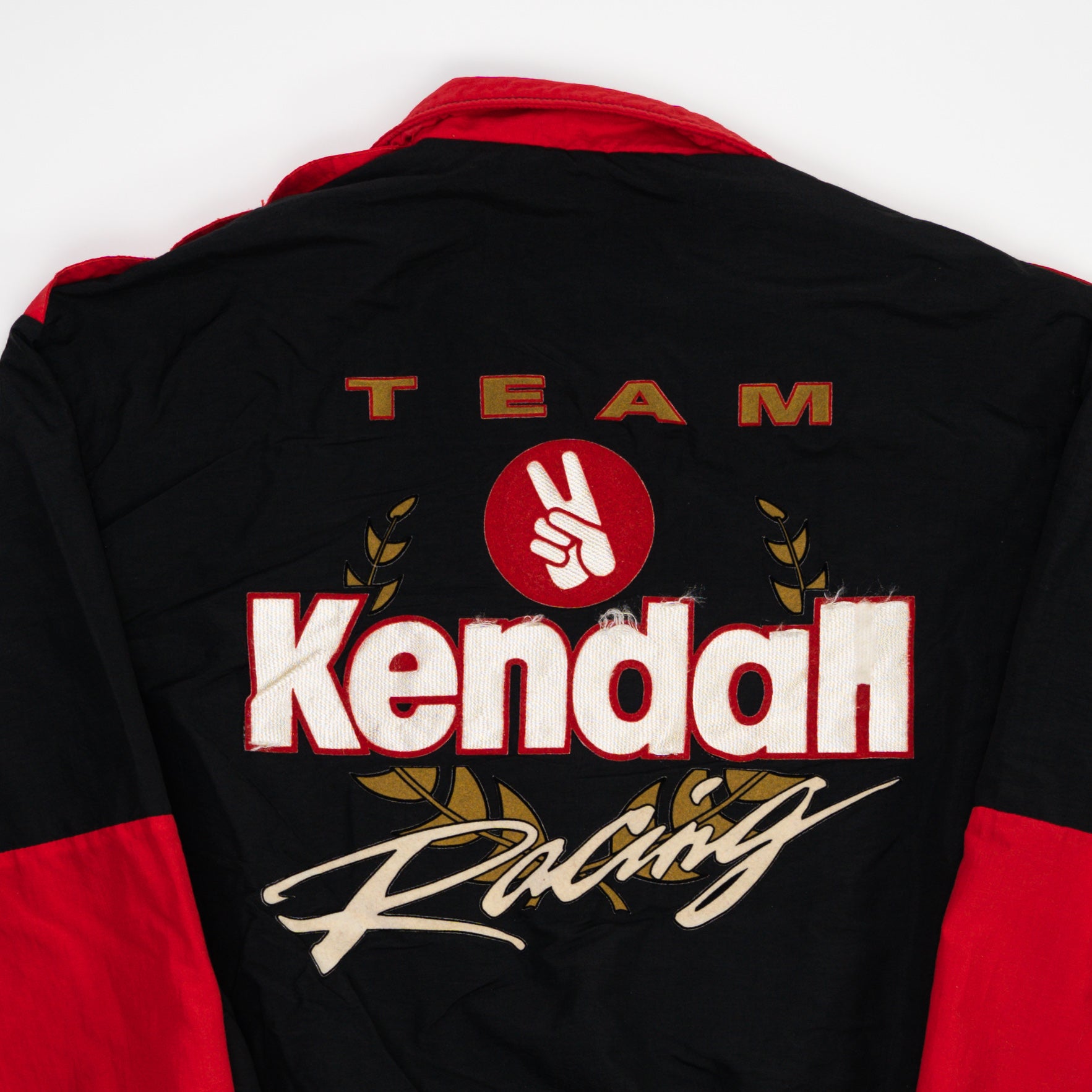 Vintage 90s Red + Black Kendall Racing Bomber Jacket (L/XL)