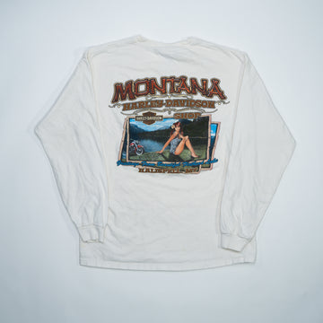 Vintage 90s White Harley Davidson Montana Long Sleeve (M) | Rebalance Vintage.