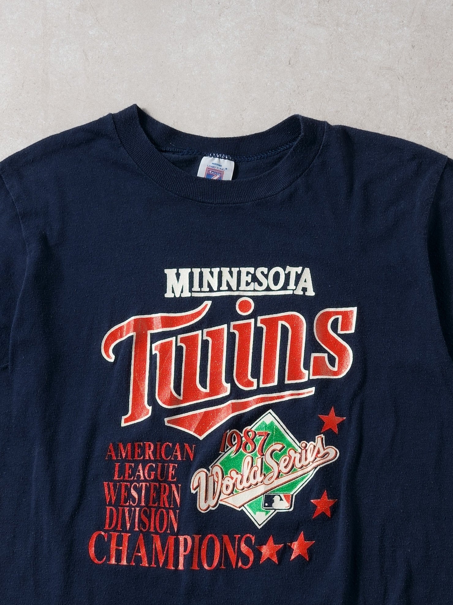 Vintage 87' Navy Blue Minnesota Twins American Western Champions Tee (S)