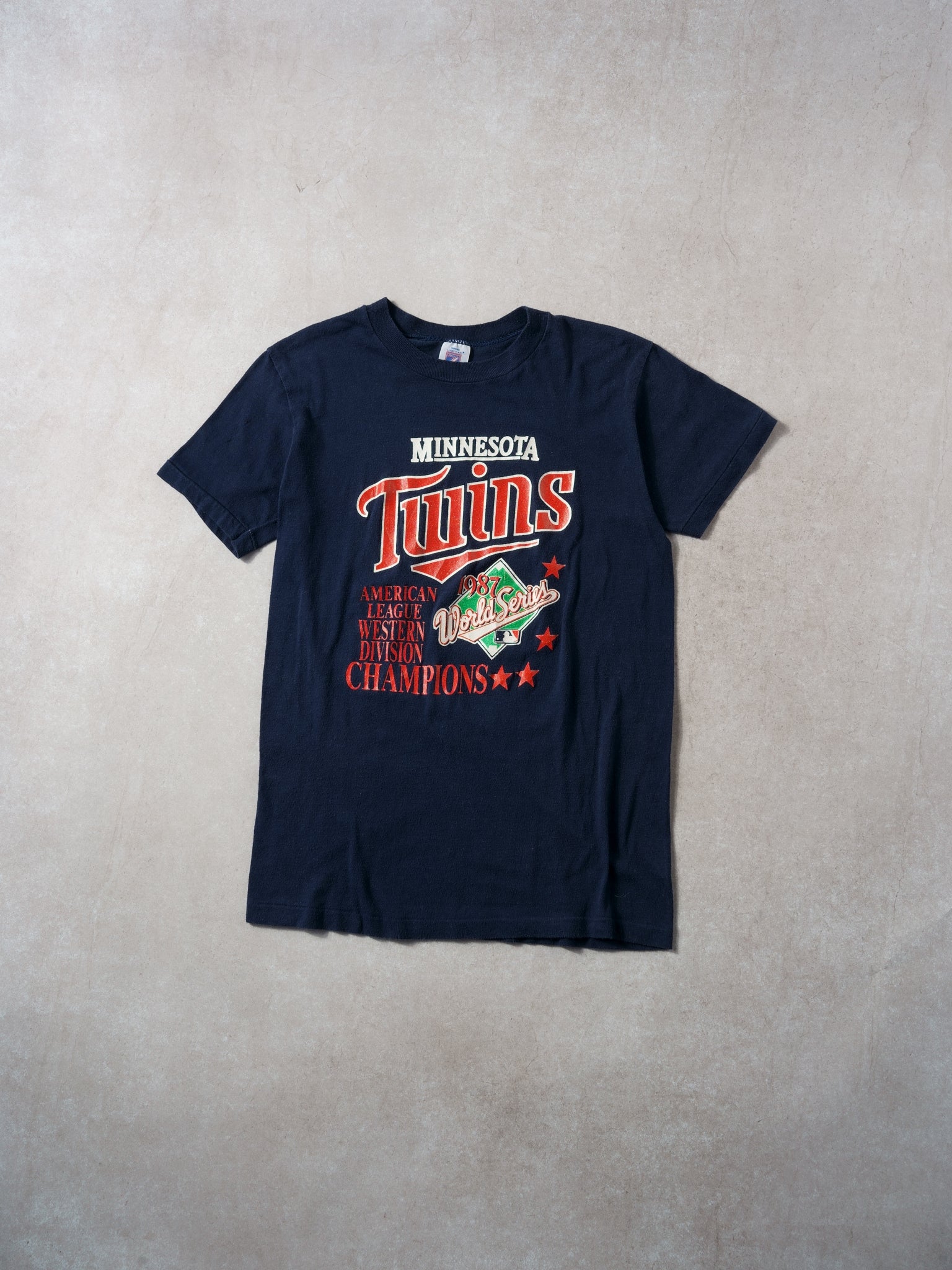 Vintage 87' Navy Blue Minnesota Twins American Western Champions Tee (S)