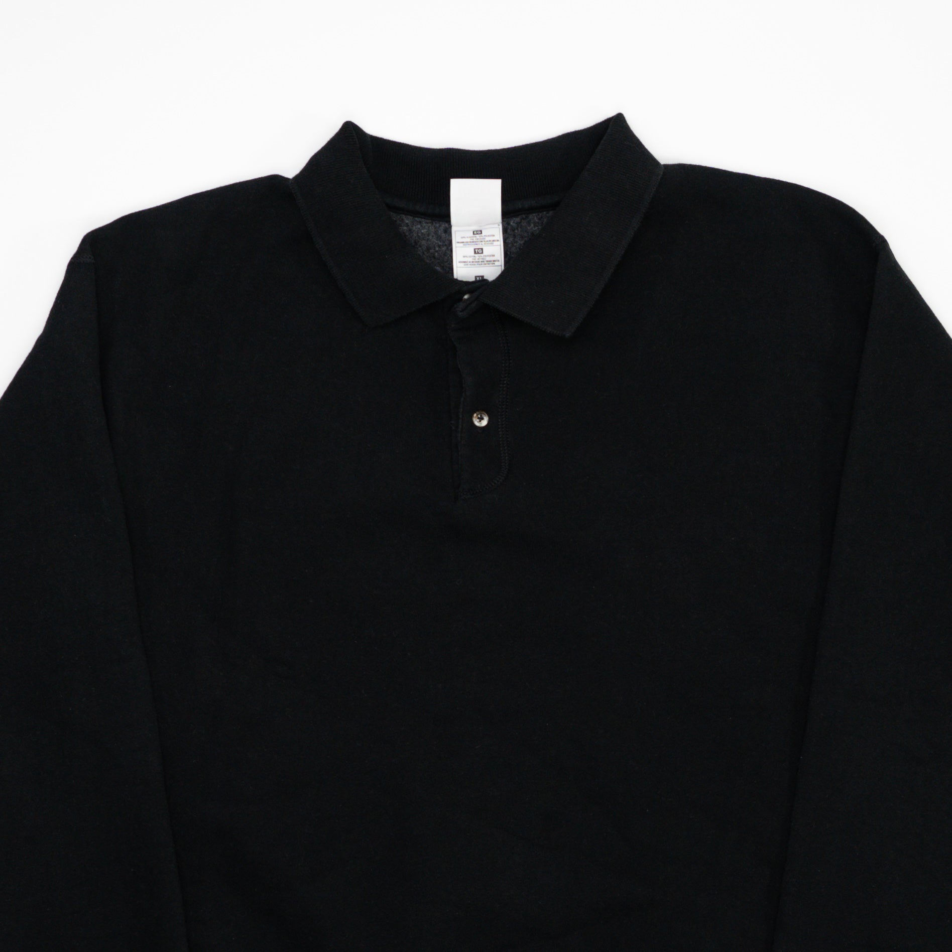 Vintage Black Fruit of the Loom Blank 1/4 Button Sweater (L)