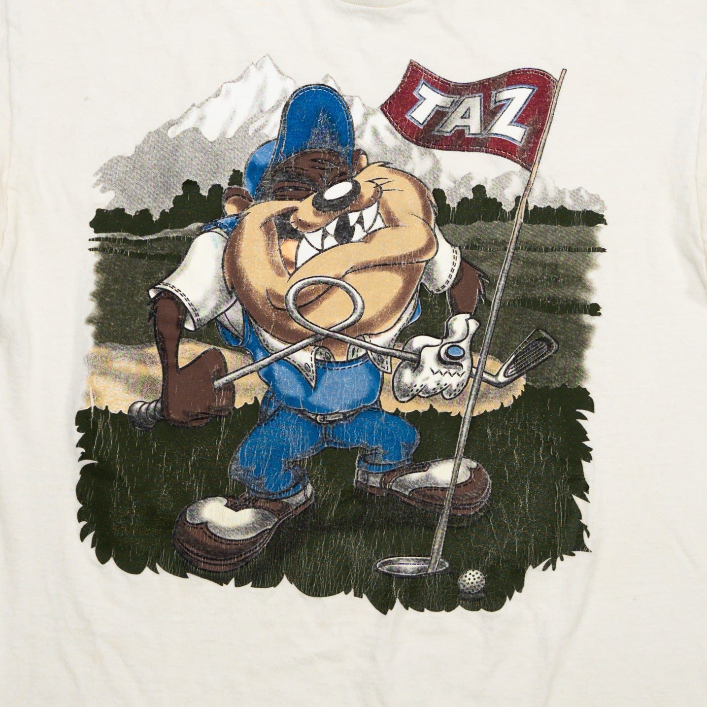 Vintage Cream Taz Looney Tunes Golfing Graphic Tee (M) | Rebalance Vintage.