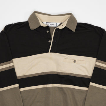 Vintage 80s Brown Tri Colour Quarter Button Crewneck (L) | Rebalance Vintage.