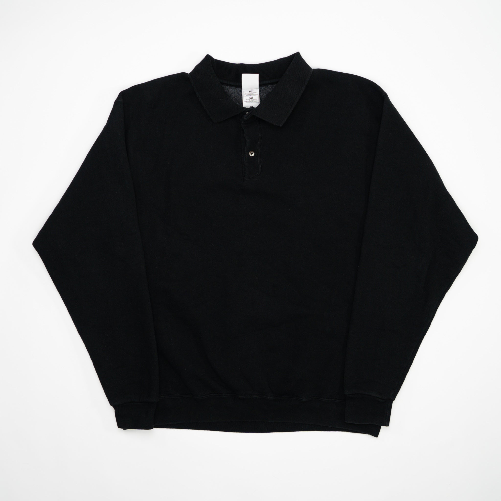 Vintage Black Fruit of the Loom Blank 1/4 Button Sweater (L)
