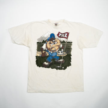 Vintage Cream Taz Looney Tunes Golfing Graphic Tee (M) | Rebalance Vintage.
