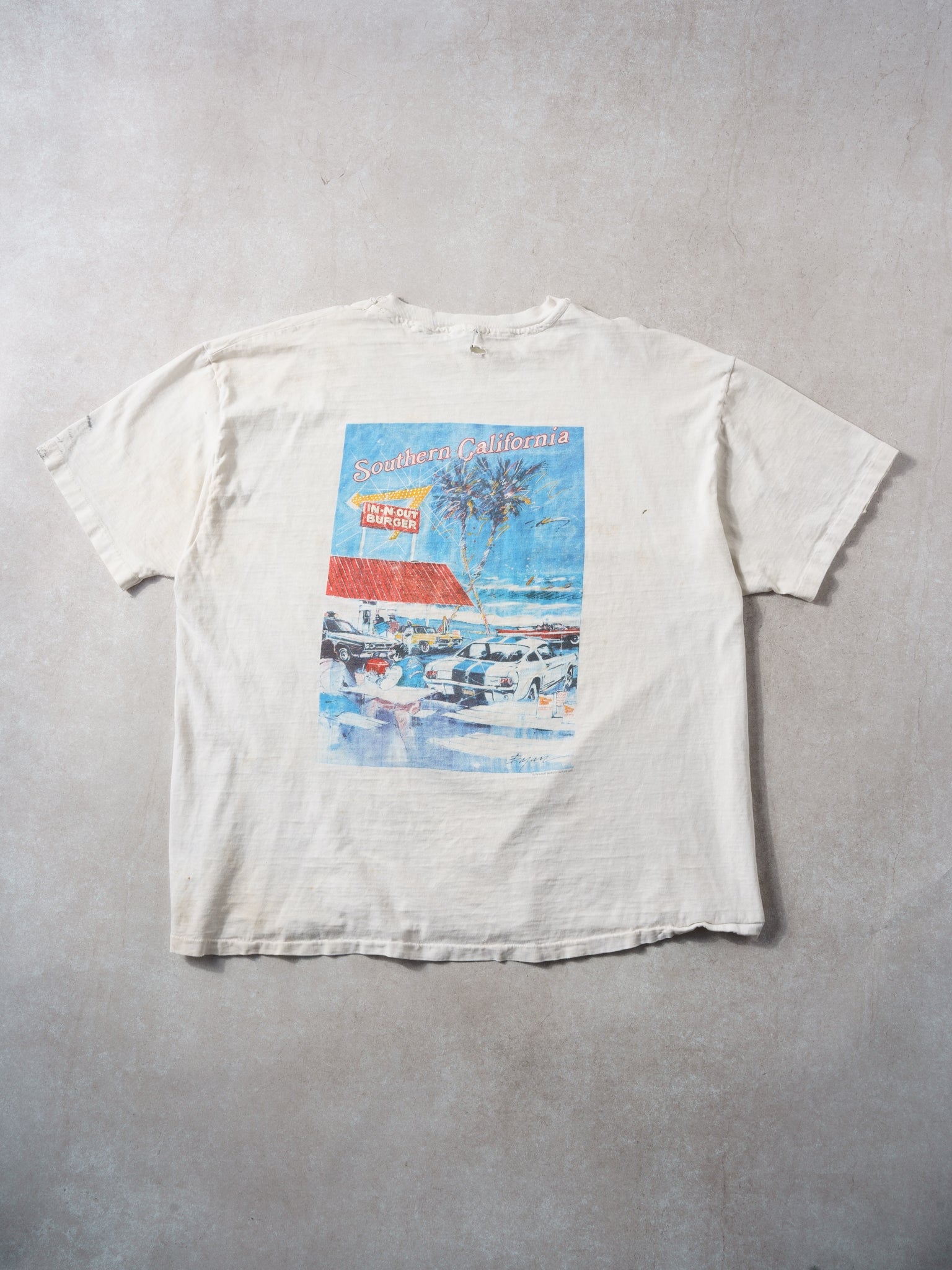 Vintage 92' White In N Out Burger Southern California Hanes Graphic Tee (L/XL)
