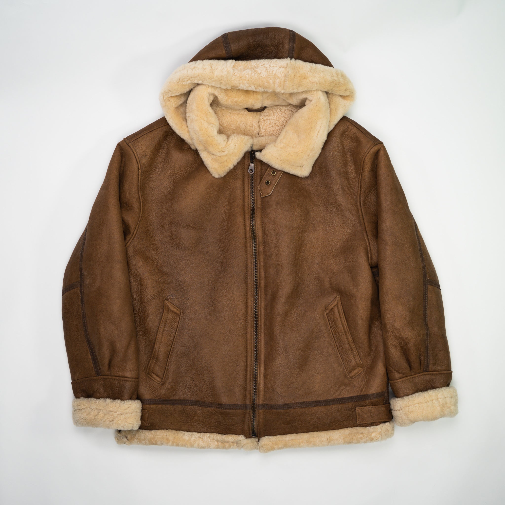 Vintage 90s Bod & Christensen Seude Leather Sherpa Pilot Jacket  (L/XL) | Rebalance Vintage.