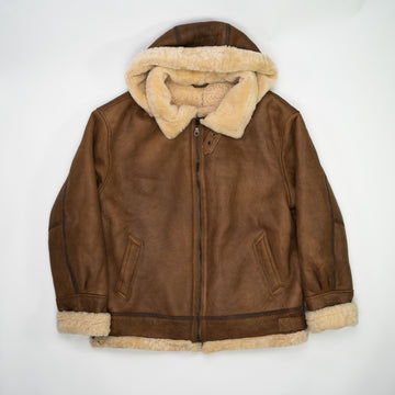 Vintage 90s Bod & Christensen Seude Leather Sherpa Pilot Jacket  (L/XL) | Rebalance Vintage.