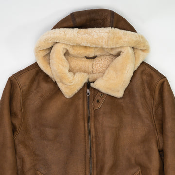 Vintage 90s Bod & Christensen Seude Leather Sherpa Pilot Jacket  (L/XL) | Rebalance Vintage.