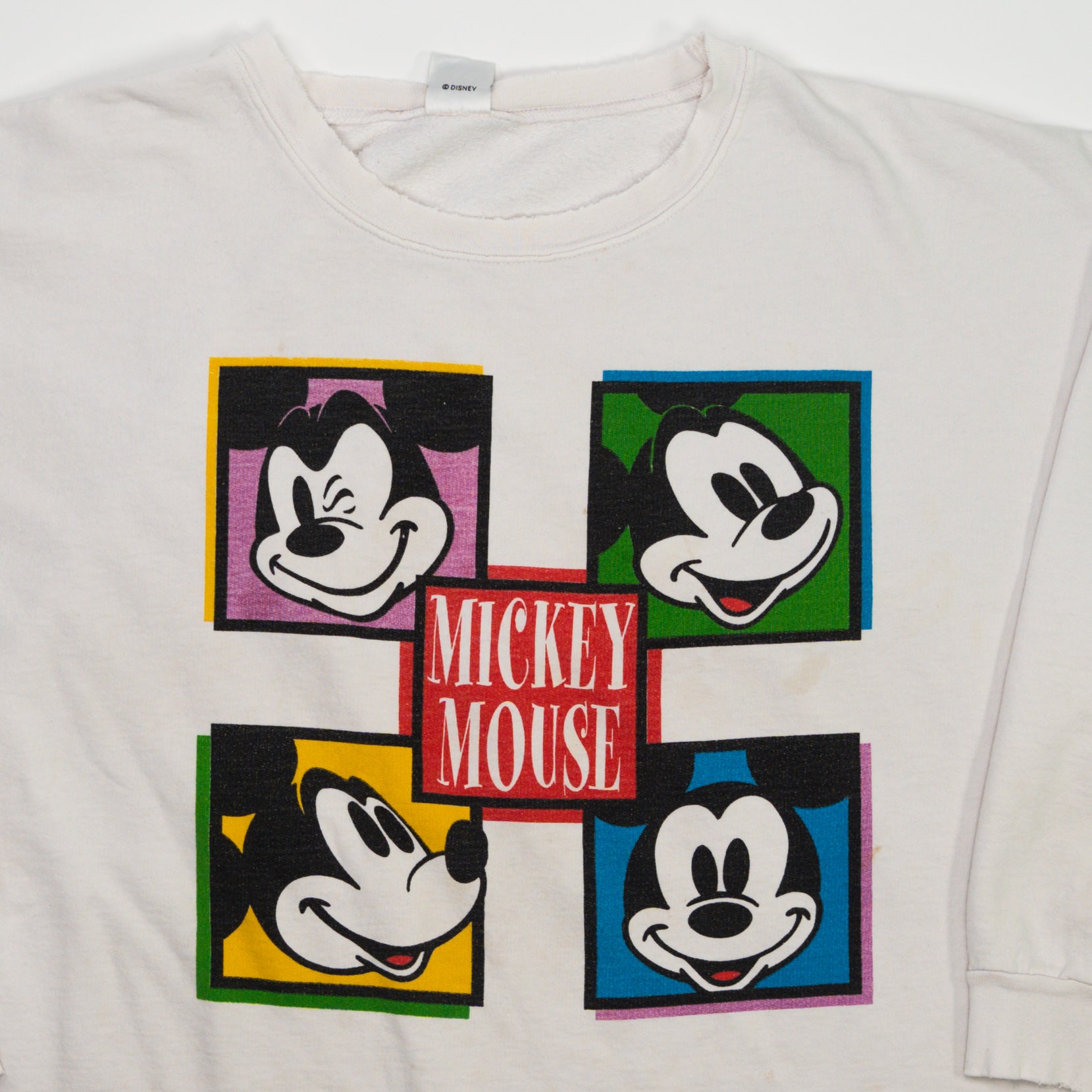 Vintage White Mickey Mouse Faces Crewneck (XL/XXL)